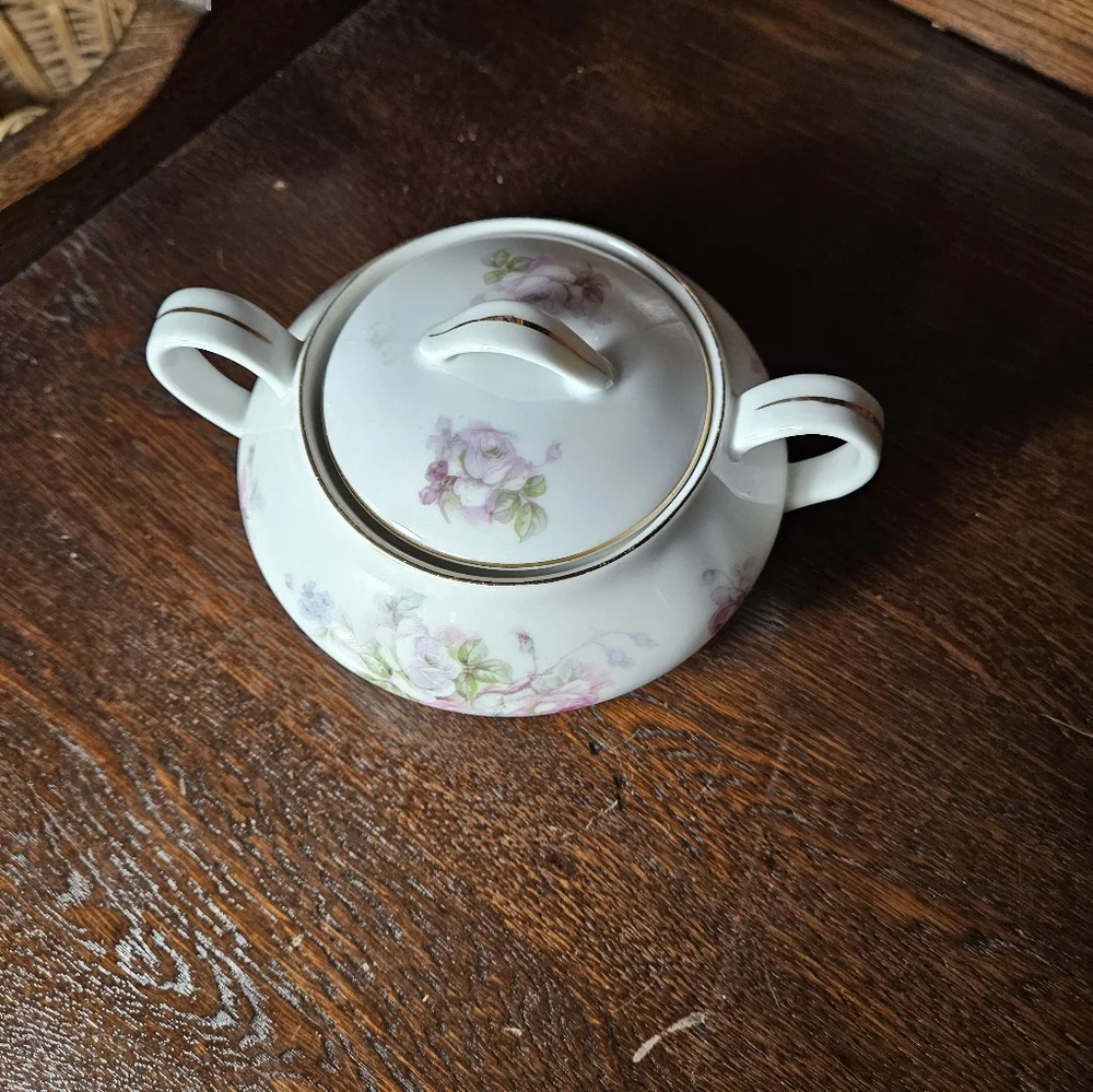 Floral Porcelain Sugar Bowl